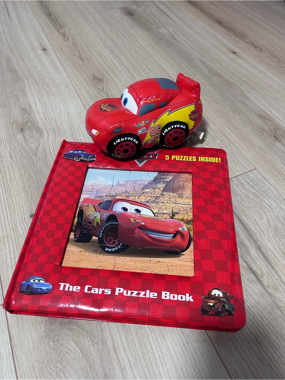 Cars Lightning McQueen Red Toy Car & Puzzle Book